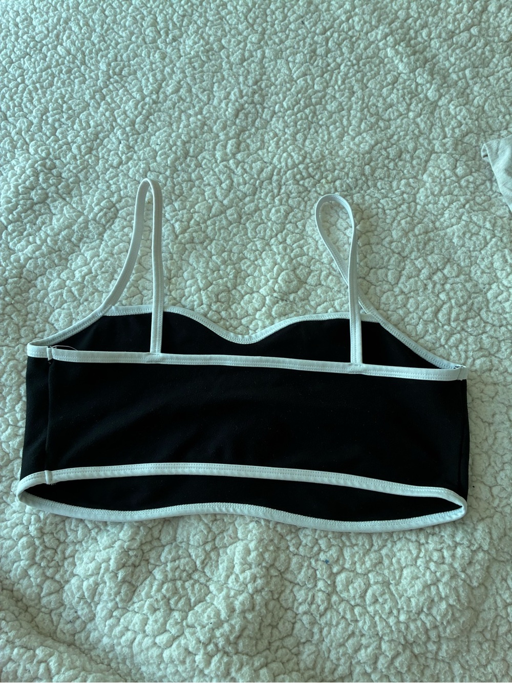 Black Crop Tank with White Piping